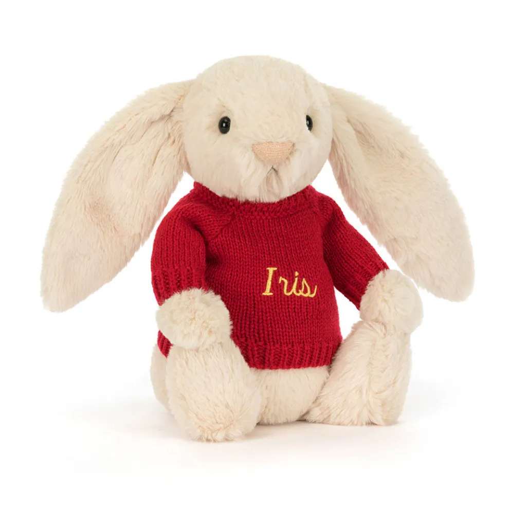 Bashful Luxe Bunny Willow with Personalised Red Jumper