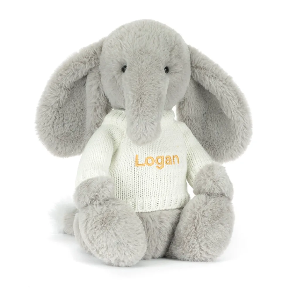 Bashful Luxe Elephant Thuddeus with Personalised Cream Jumper