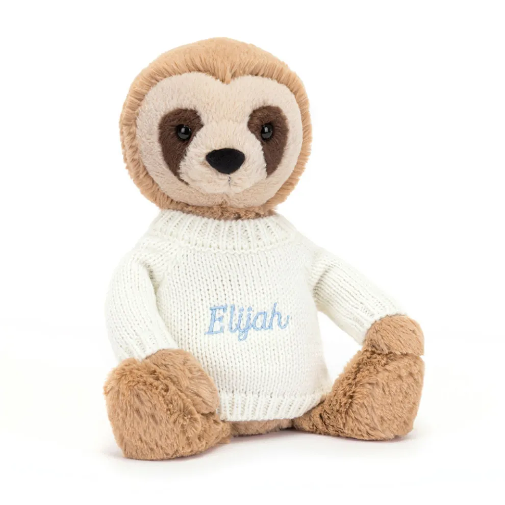 Bashful Sloth with Personalised Cream Jumper