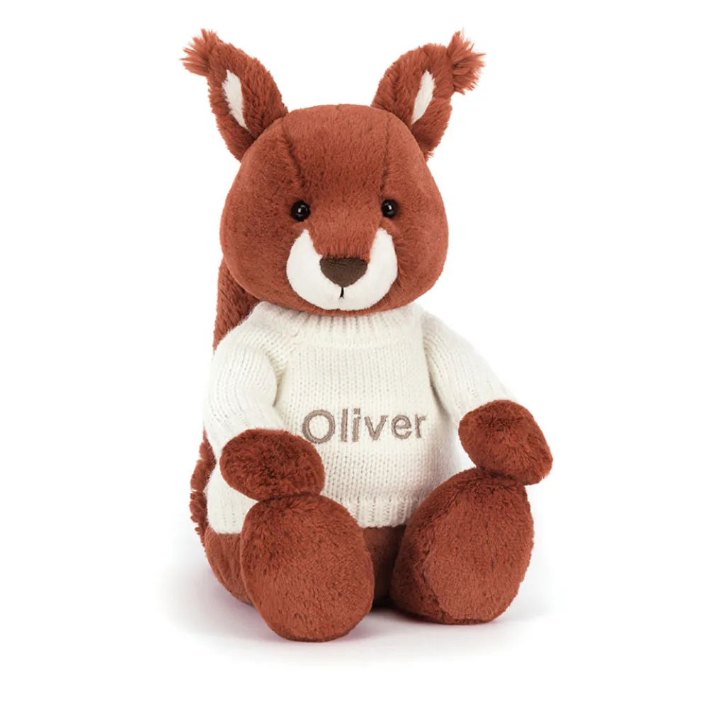 Bashful Squirrel with Personalised Cream Jumper