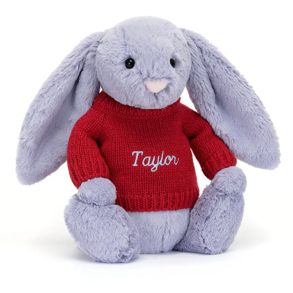 Bashful Viola Bunny with Personalised Red Jumper