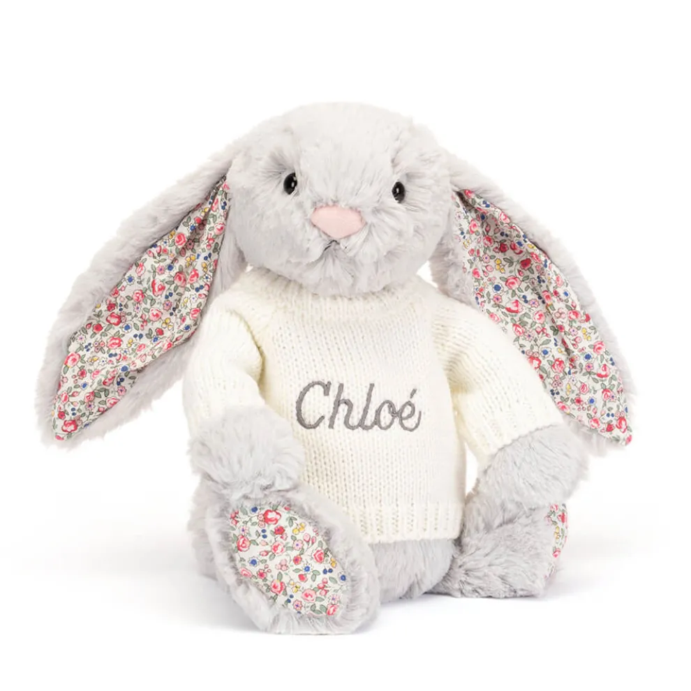Blossom Silver Bunny with Personalised Cream Jumper
